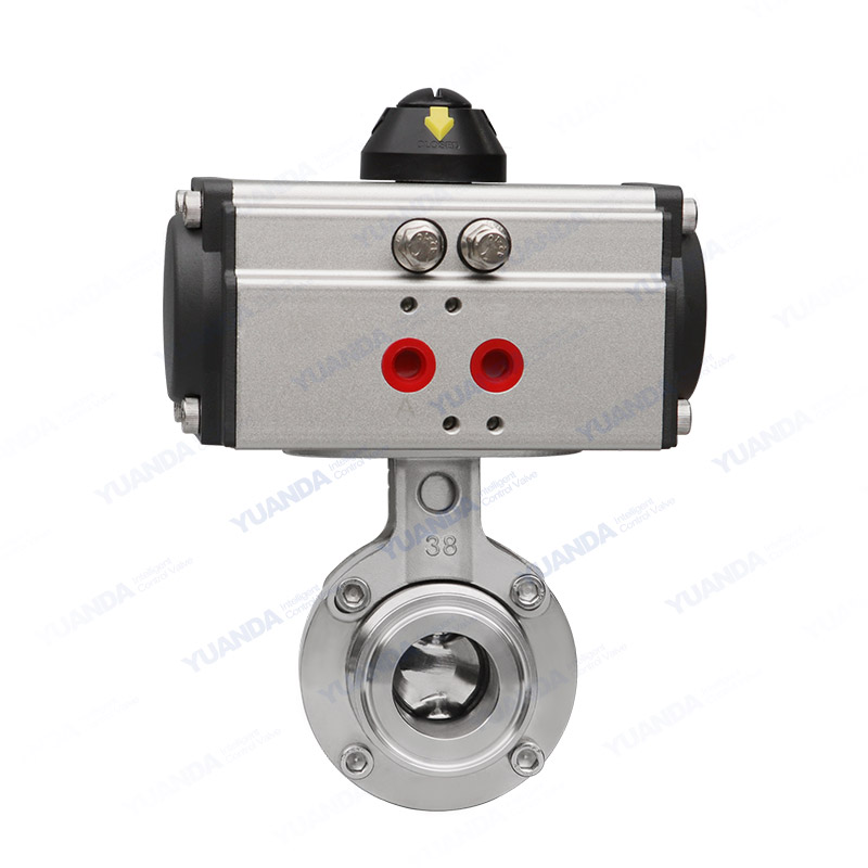 Pneumatic sanitary butterfly valve