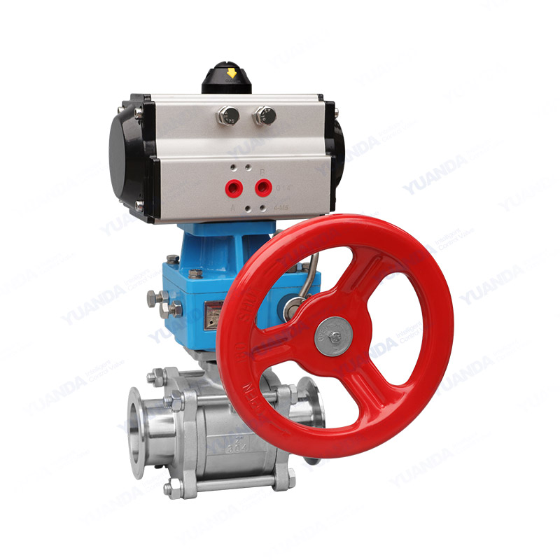 Pneumatic quick installation ball valve with manual operation
