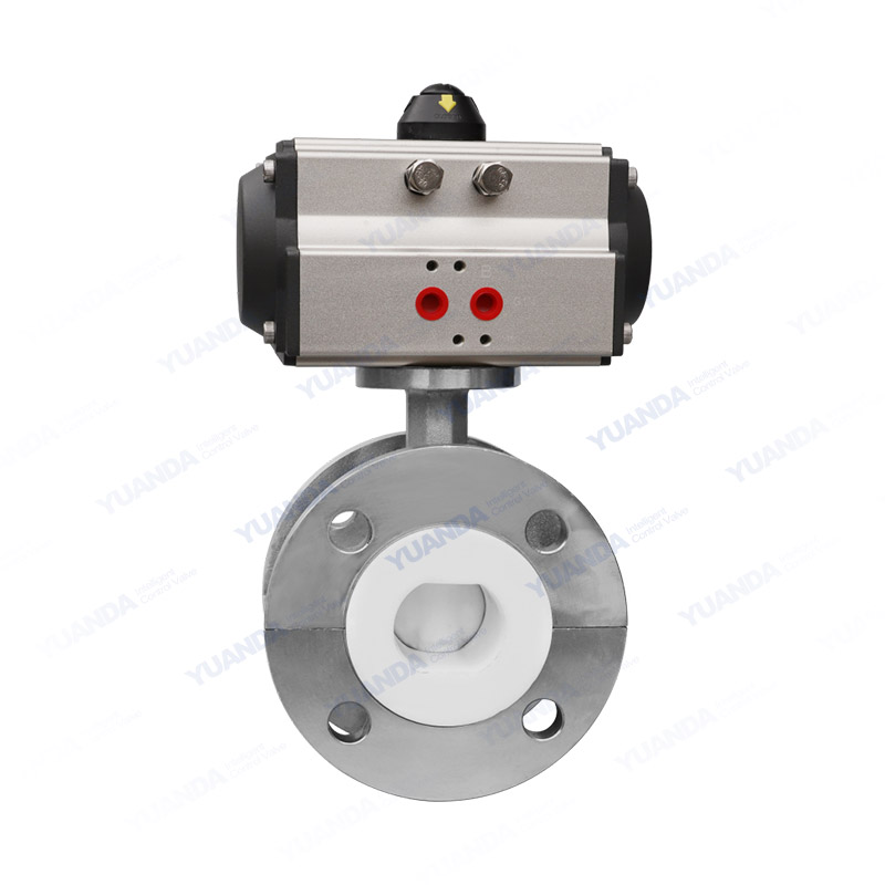 Pneumatic fluorine lined flange butterfly valve