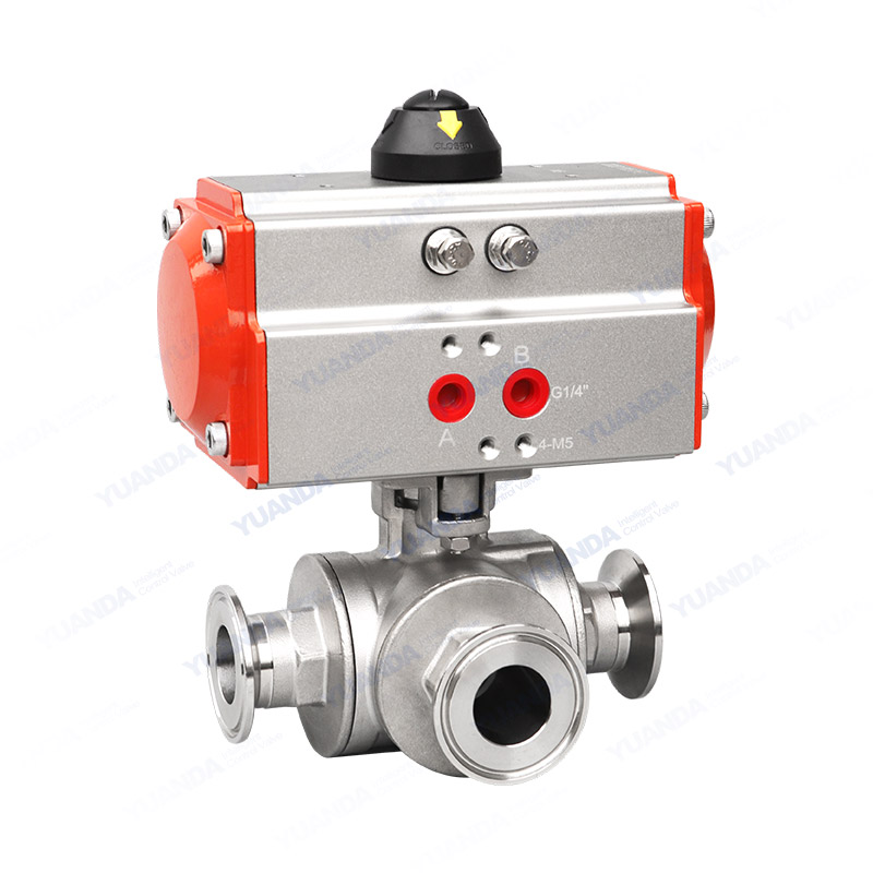 Pneumatic three-way quick fit ball valve