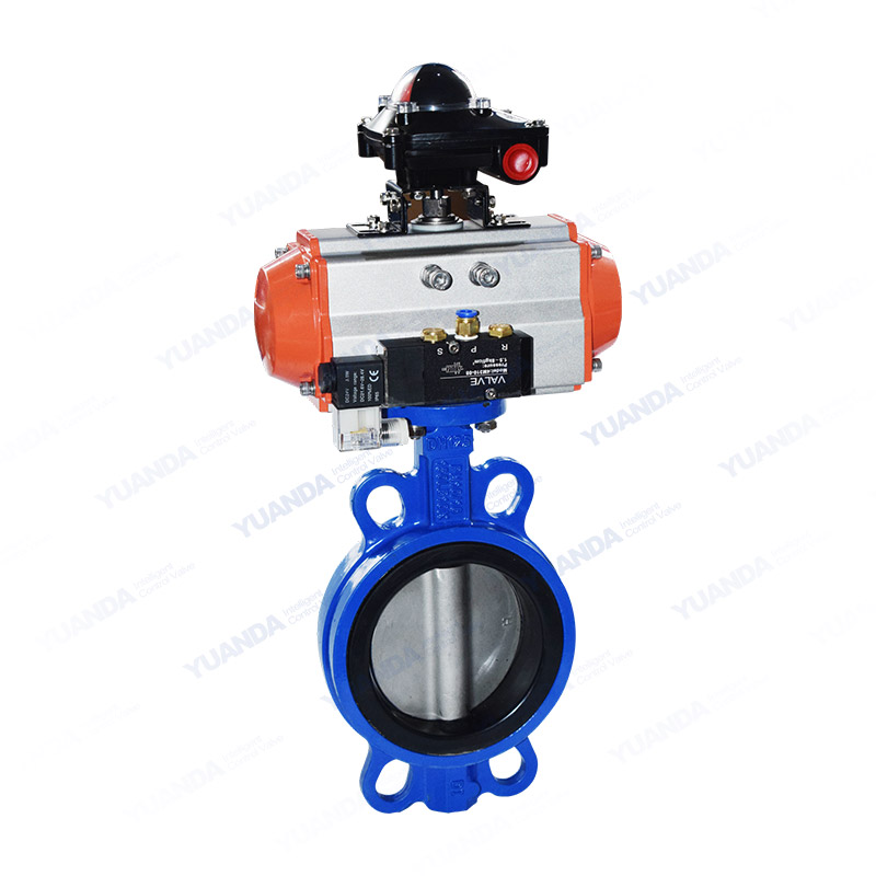 Pneumatic rubber lined wafer butterfly valve