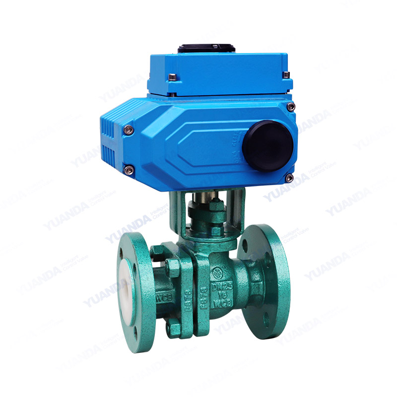 Electric fluorine lined flange ball valve
