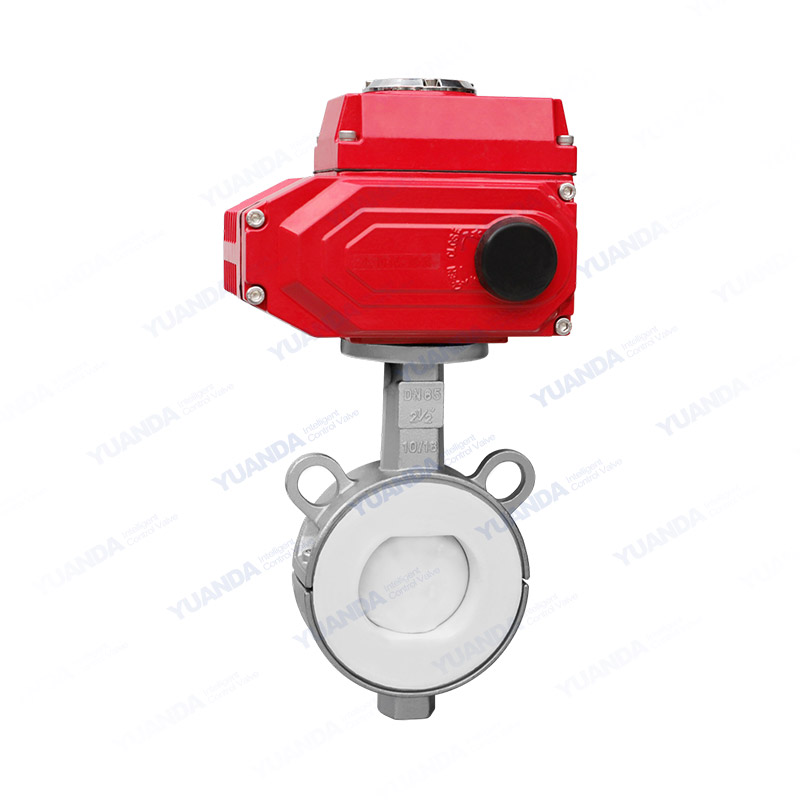 Electric fluorine lined wafer butterfly valve