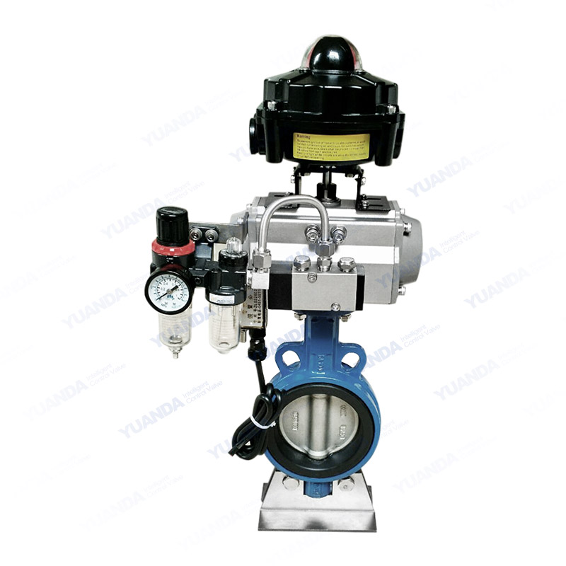 Pneumatic rubber lined wafer butterfly valve