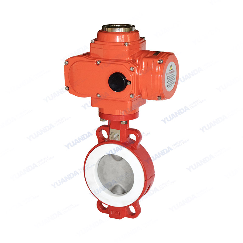 Electric fluorine lined wafer butterfly valve