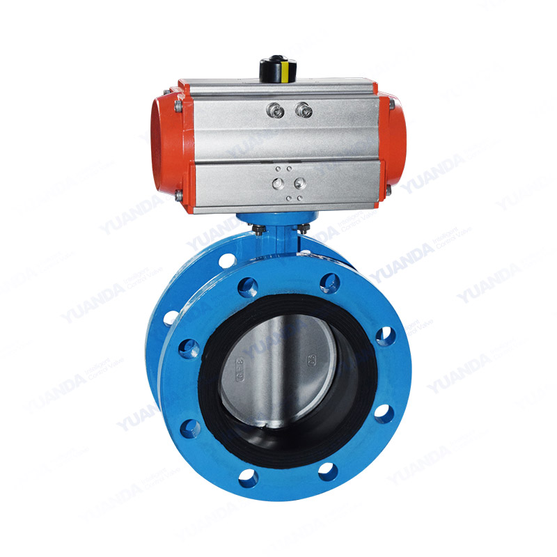 Pneumatic rubber lined flange butterfly valve