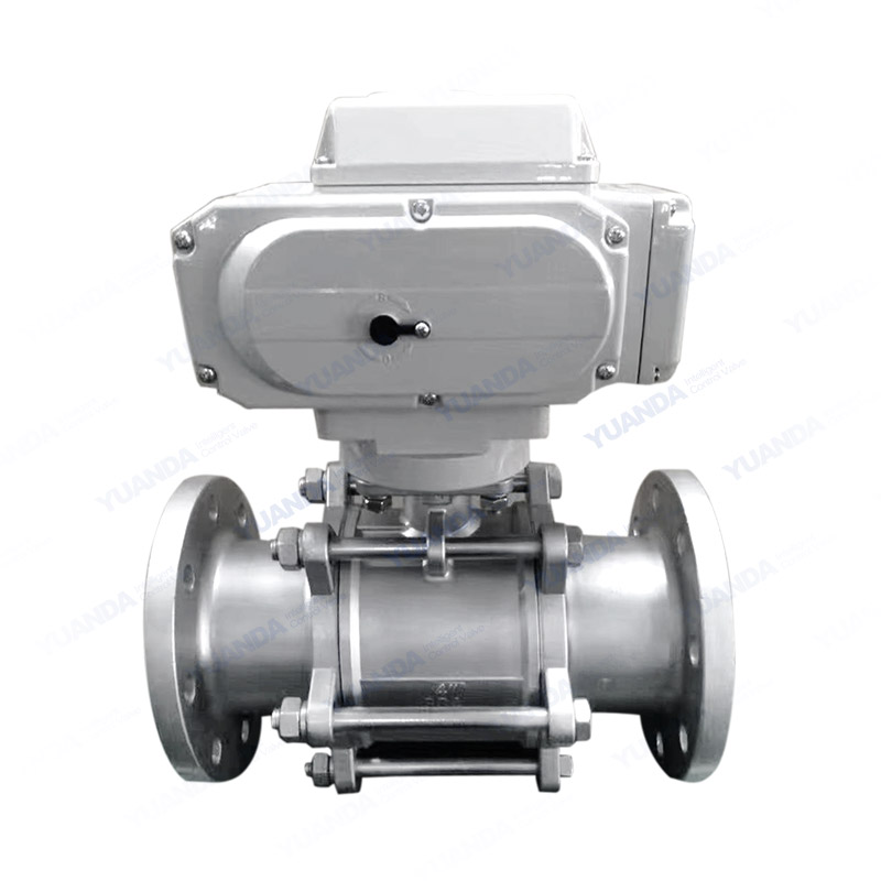 Electric three piece flanged ball valve