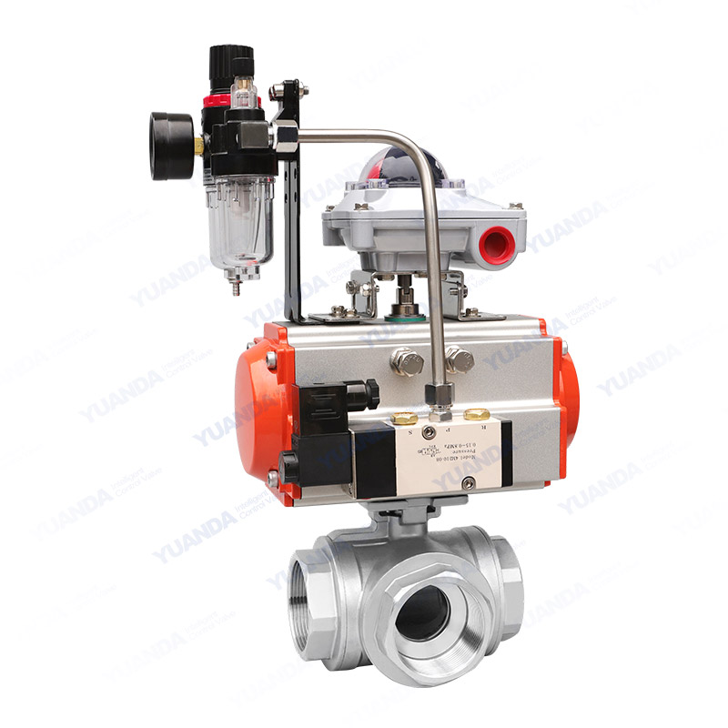 Pneumatic three-way ball valve