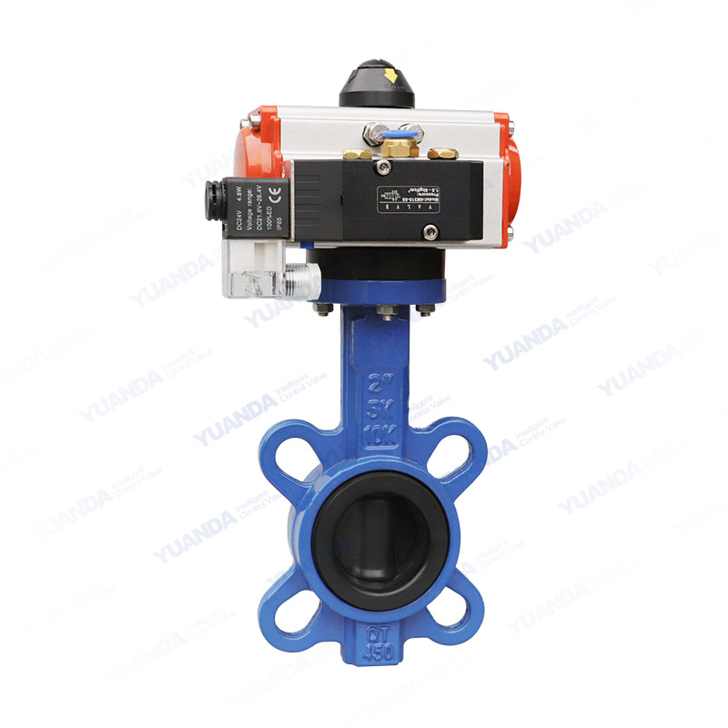 Pneumatic rubber lined wafer butterfly valve