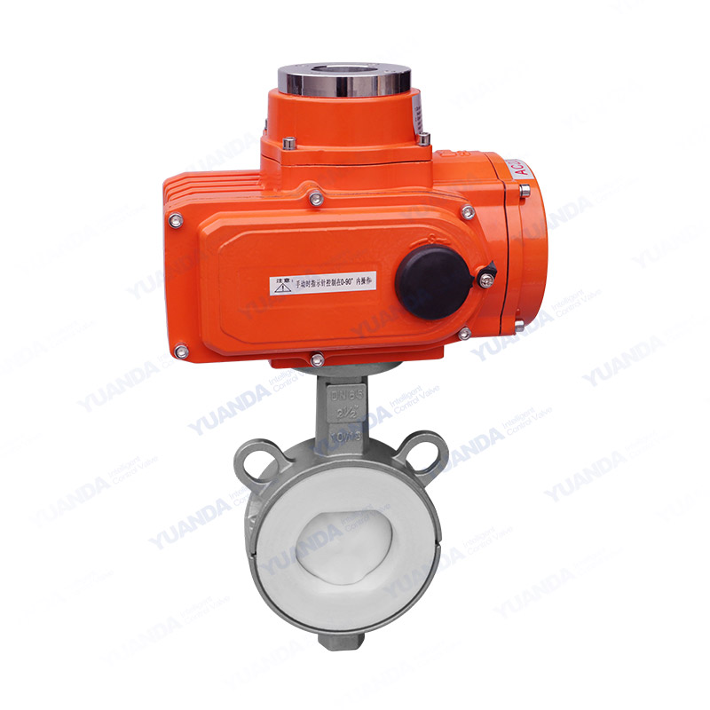 Electric fluorine lined wafer butterfly valve