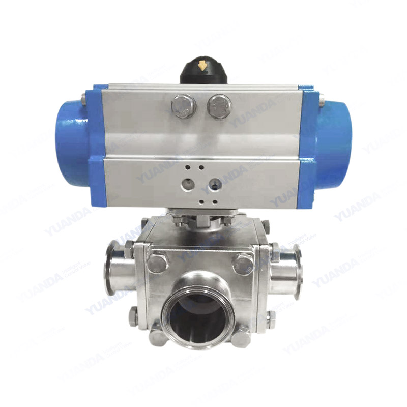 Pneumatic three-way quick fit ball valve