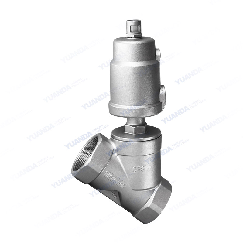 All stainless steel pneumatic threaded angle seat valve