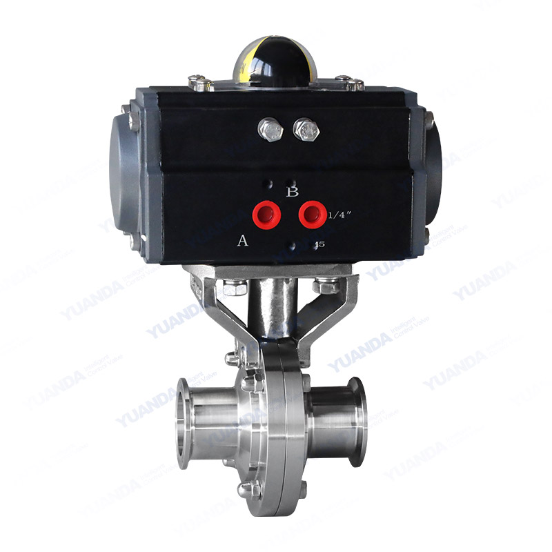 Pneumatic sanitary quick installation butterfly valve