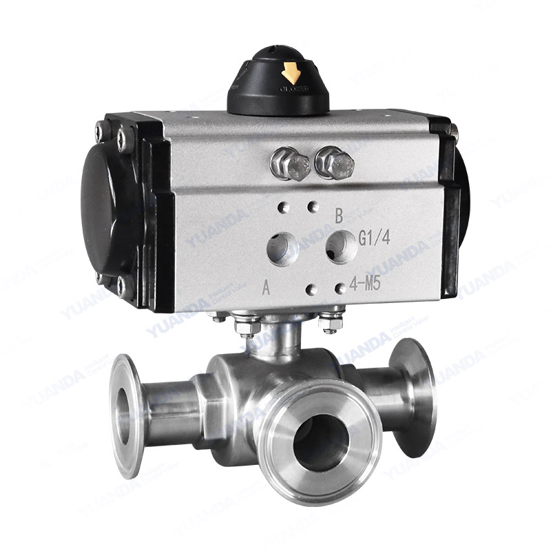 Pneumatic three-way quick fit ball valve