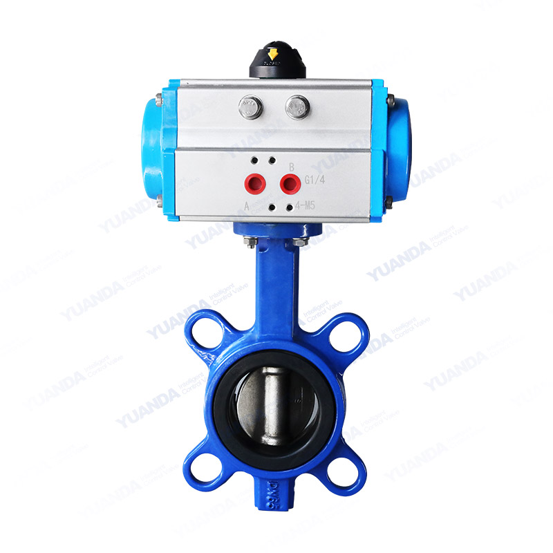 Pneumatic rubber lined wafer butterfly valve