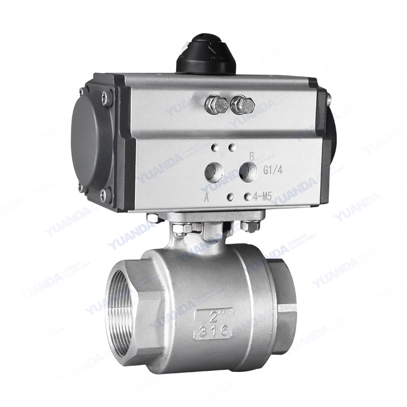 Pneumatic two piece threaded ball valve