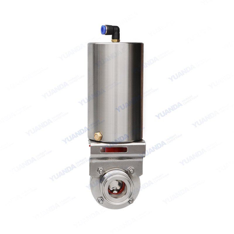Pneumatic vertical sanitary butterfly valve